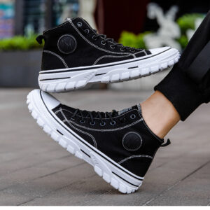 Men's Black Canvas Shoes Walking Sport Sneakers